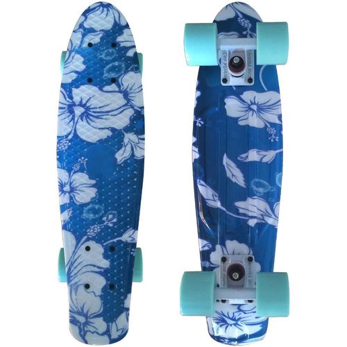 22 Inch Skateboard Cruiser Penny 22" X 6" Retro Longboard Skate Graphic Galaxy Complete Led Light, Bleu