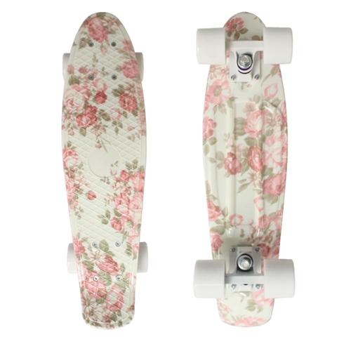 22 Inch Skateboard Cruiser Penny 22" X 6" Retro Longboard Skate Graphic Galaxy Complete Led Light, Bleu Foncé