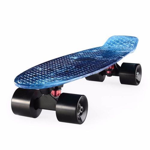 22 Inch Skateboard Cruiser Penny 22" X 6" Retro Longboard Skate Graphic Galaxy Complete Led Light, Violet