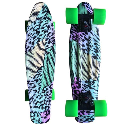 22 Inch Skateboard Cruiser Penny 22" X 6" Retro Longboard Skate Graphic Galaxy Complete Led Light, Jaune Rouge Noir