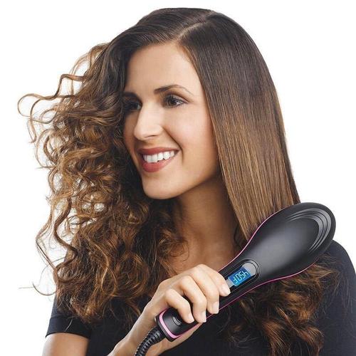 Electric Hair Care Fast Straightening Comb Auto Massager Styling Brush, Noir
