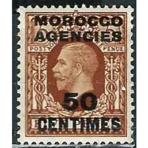 Grande Bretagne, Bureaux Britaniques Au Maroc 1935, Très Beau Timbre Neuf** Luxe Roi George 5, 5 Pence Brun Surchargé "Morocco 50 Centimes", -