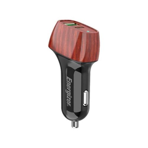 Energizer - Chargeur Voiture 38 W - 1 Port Usb-C & 1 Port Usb-A - Chargeur Allume-Cigare - Design Carbone - Ronce De Noyer