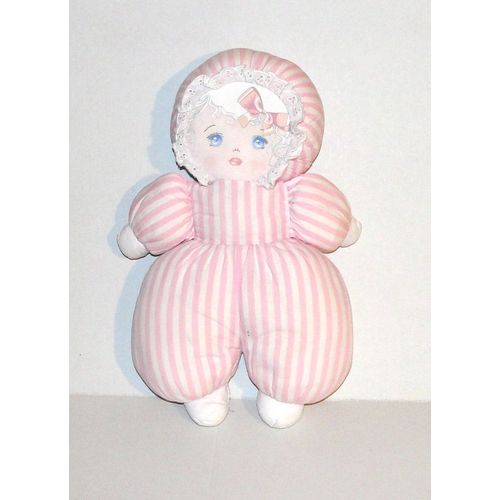 Poupée De Chiffon Mundia Rayé Rose Peluche Doudou Fillette 31 Cm