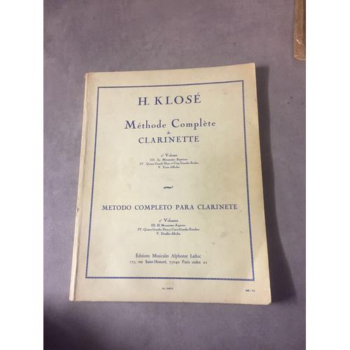 H.Klosé Méthode Complète De Clarinette Volume 2