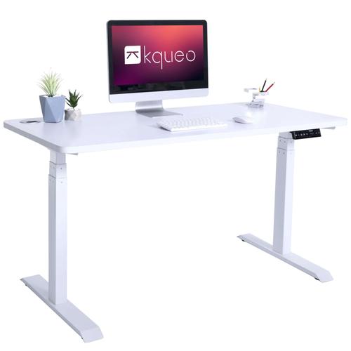 KQUEO Bureau Assis Debout électrique -Active 140- Plateau 140x70 cm, 2  Moteurs, Table Reglable Hauteur 66-130cm, Panneau de Contrôle Digital,  Capacité