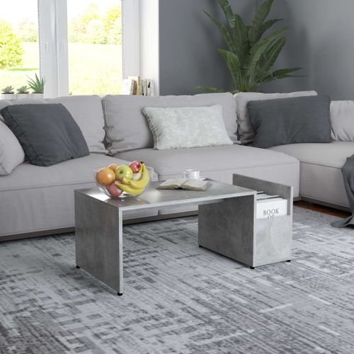 Vidaxl Table Basse Gris Béton 90x45x35 Cm Bois D¿Ingénierie