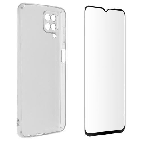 Coque Samsung Galaxy A12 Souple Et Film Verre Trempé 9h Transparent Noir