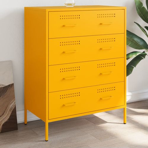 Vidaxl Buffet Jaune Moutarde 68x39x89 Cm Acier