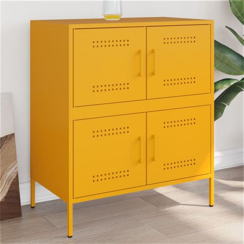 Vidaxl Buffet Jaune Moutarde 68x39x79 Cm Acier