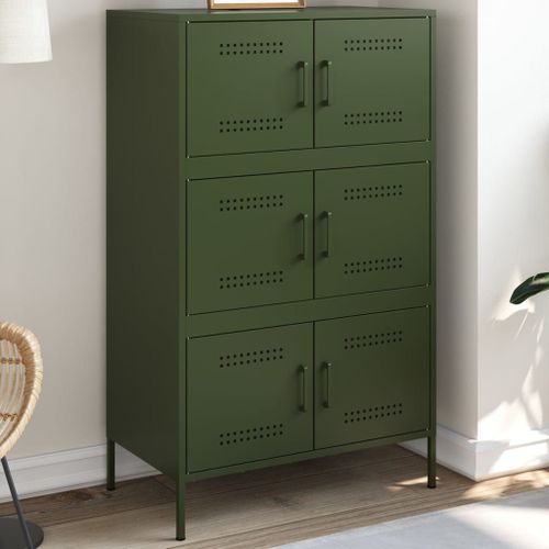 Vidaxl Buffet Haut Vert Olive 68x39x113 Cm Acier