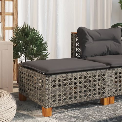 Vidaxl Tabouret De Jardin Et Coussin Gris 63,5x56x32 Cm Résine Tressée