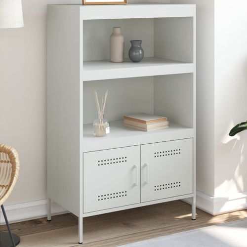 Vidaxl Buffet Haut Blanc 68x39x113 Cm Acier