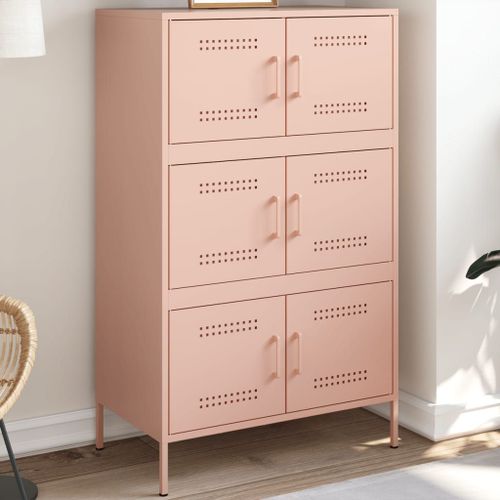 Vidaxl Buffet Haut Rose 68x39x113 Cm Acier