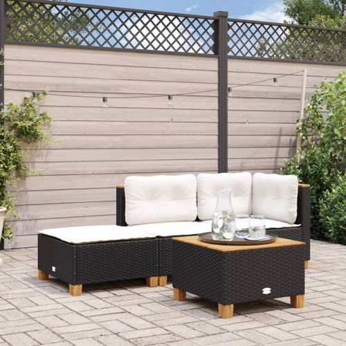 Vidaxl Tabouret De Jardin Et Coussin Noir 63,5x56x32 Cm Résine Tressée