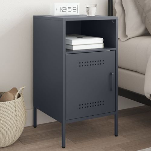Vidaxl Table De Chevet Anthracite 36x39x68 Cm Acier Laminé À Froid