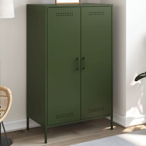 Vidaxl Buffet Haut Vert Olive 68x39x113 Cm Acier