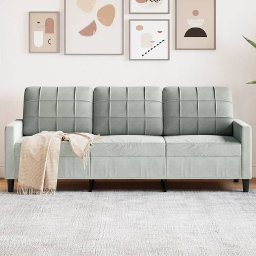 Vidaxl Canapé À 3 Places Gris Clair 180 Cm Velours