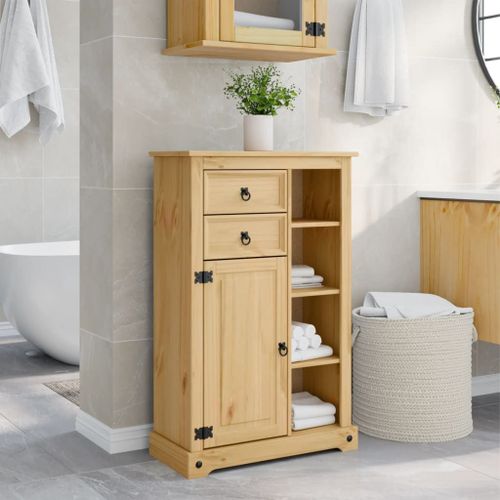 Vidaxl Armoire De Salle De Bain Corona 70x33x110 Cm Bois De Pin Massif