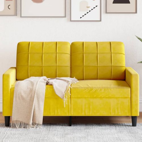 Vidaxl Canapé À 2 Places Jaune 120 Cm Velours
