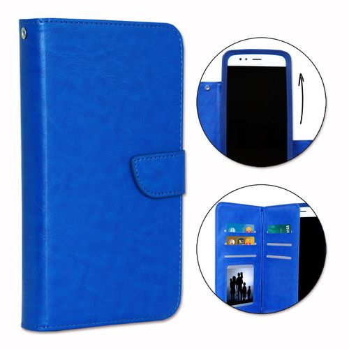 Etui Housse Folio Pour Nokia 1.4 Format Portefeuille Éco-Cuir - Double Clapet Intérieur Porte Cartes Fermeture Magnétique - Bleu