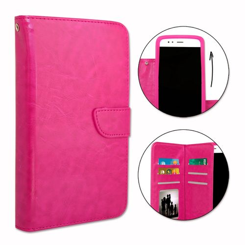 Etui Housse Folio Pour Nokia 1.4 Format Portefeuille Éco-Cuir - Double Clapet Intérieur Porte Cartes Fermeture Magnétique - Fushia