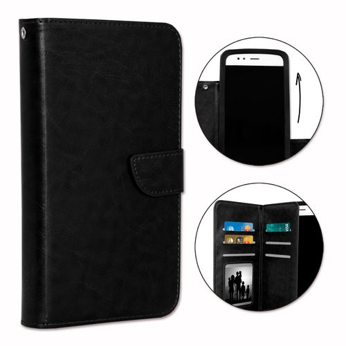 Etui Housse Folio Pour Nokia 1.4 Format Portefeuille Éco-Cuir - Double Clapet Intérieur Porte Cartes Fermeture Magnétique - Noir
