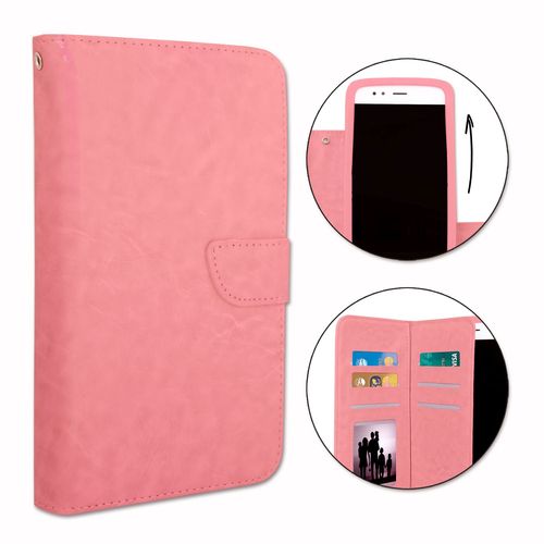 Etui Housse Folio Pour Nokia 1.4 Format Portefeuille Éco-Cuir - Double Clapet Intérieur Porte Cartes Fermeture Magnétique - Rose