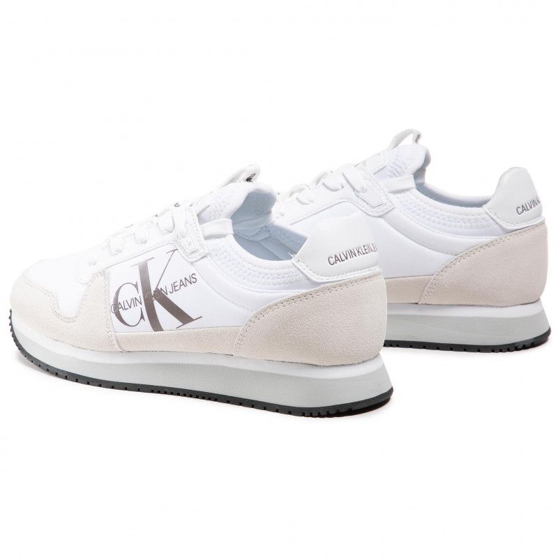 Calvin Klein Runner Sock Lace Up Homme Baskets Mode Blanc | Rakuten