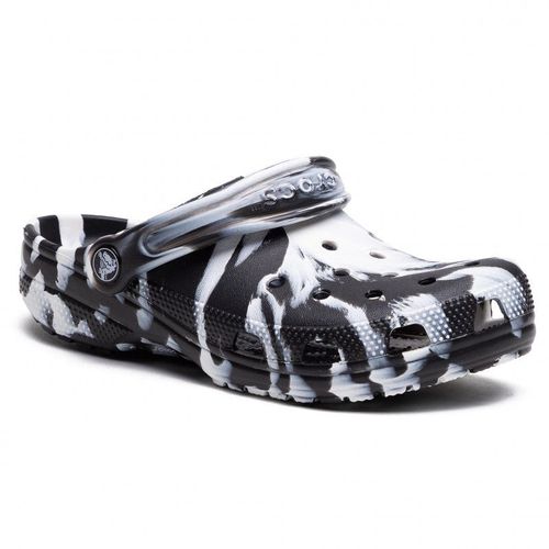Mules Crocs  Classic Marbeld Clog 206867 - Blanc, Noir - 37 1/2