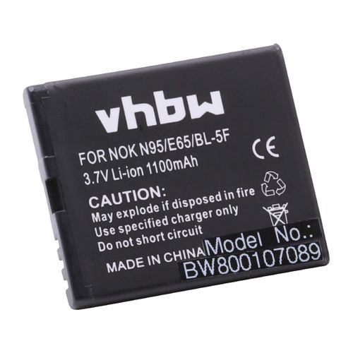 Vhbw Batterie Compatible Avec Nokia N93i, N95, N96, X5, X5-01, X5-Scdma Smartphone (1100mah, 3,7v, Li-Ion)