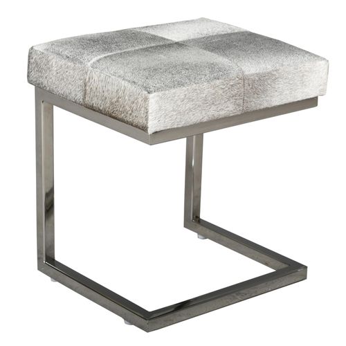 Tabouret Design En Peau De Vache Et Acier Brossé