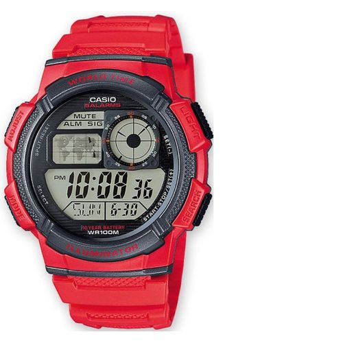 Casio Montre Rouge Digital Hommes Casio Collection Ae-1000w-4avef