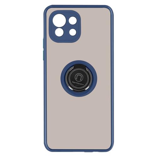 Coque Xiaomi Mi 11 Lite Et 11 Lite 5g Ne Bimatière Bague Métallique Support Bleu