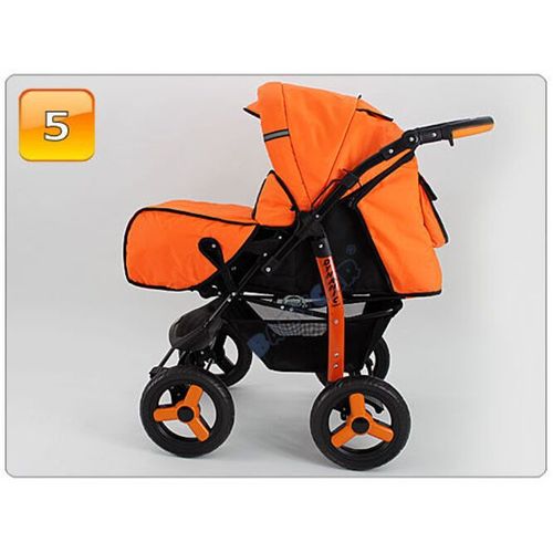 Poussette - Landau 3 En 1 - Siege Auto - Nacelle - 10 Couleurs Nouvelle Collection.Orange