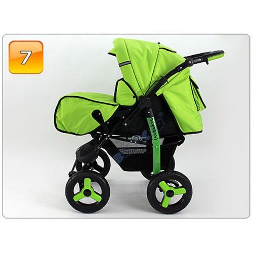 Poussette - Landau 3 En 1 - Siege Auto - Nacelle - 10 Couleurs Nouvelle Collection.Vert