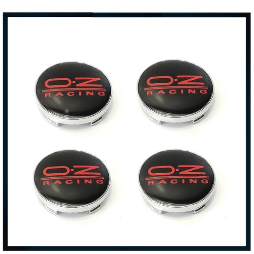 4x Cache Moyeux Centre Roue Dia 60mm Oz Racing Logo Badge Emblème Noir Rouge Gr