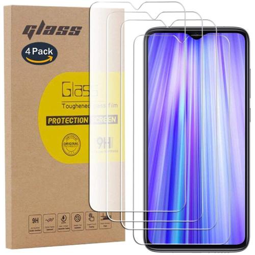 [4 Pack Film Protection En Verre Trempe Ecran Protecteur Vitre Xiaomi Redmi Note 8 Pro Glass Protector Haute Transparence, Super Resistant, Sans Bulles D'air [0.26mm/9h]