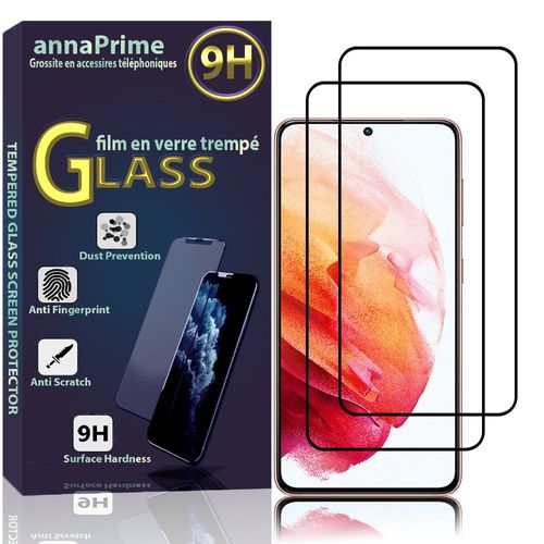 Lot / Pack De 2 Films Verre Trempé Pour Samsung Galaxy S21 5g 6.2" De Protection D'écran - Couleur Noir