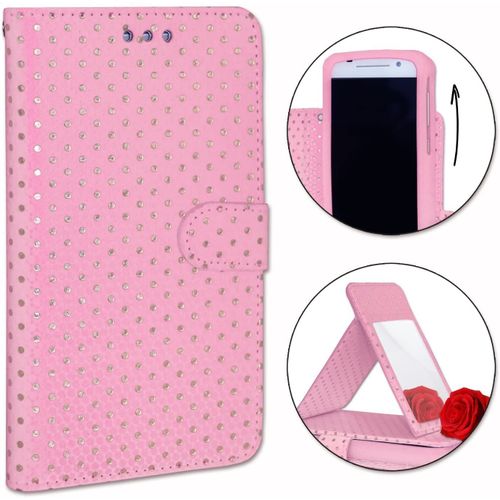 Housse Folio Pour Nokia 1.4 Format Portefeuille Éco-Cuir - Double Clapet Intérieur Porte Cartes - Rose