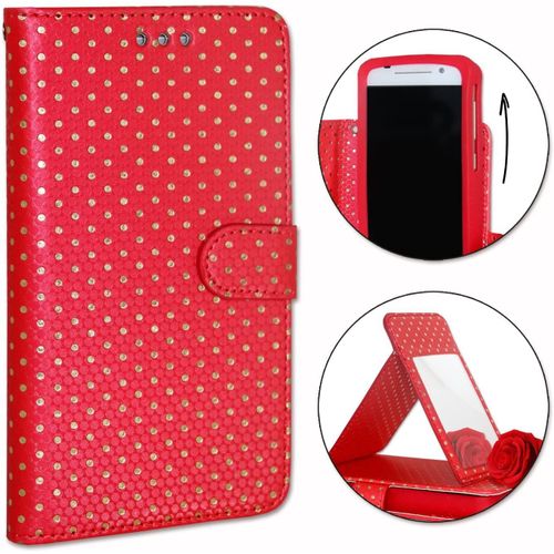 Housse Folio Pour Nokia 1.4 Format Portefeuille Éco-Cuir - Double Clapet Intérieur Porte Cartes - Rouge