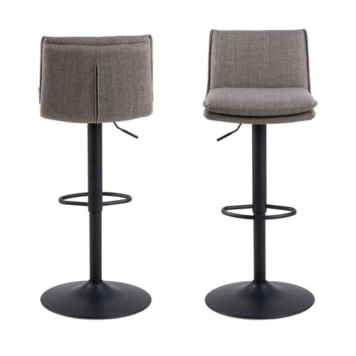 Drawer - Eurame - Lot De 2 Tabourets De Bar Réglables En Tissu Et Métal H68-89cm - Marron