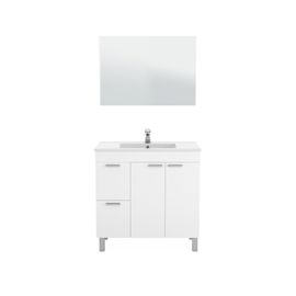 Meuble Sous Lavabo Effet Bois Blanc Brillant 93x80 Cm