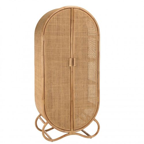 Armoire En Rotin 2 Portes En Cannage Couleur Brun Miel