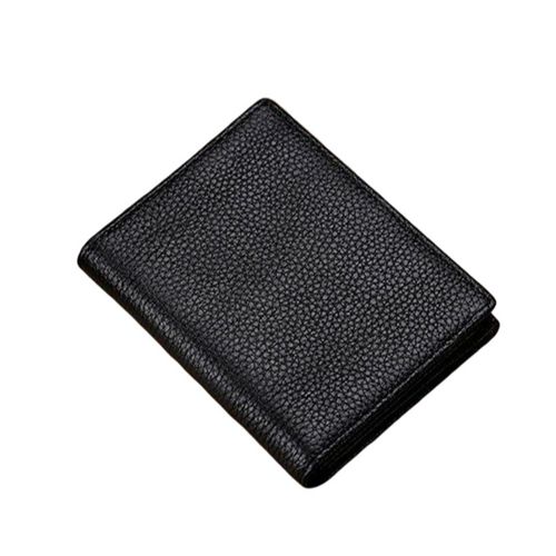 Portefeuille avec poche pour carte d'identité Cuir Véritable Noir Type vertical