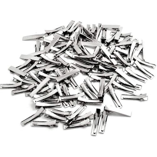 Lot De 100 Pinces À Cheveux En Crocodile, Barrette De Cheveux Diy En Métal 4 Cm Pour Femmes Et Filles - Argenté