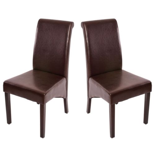 2x Chaise De Salle À Manger Chaise M37   Cuir, Marron, Pieds Foncés
