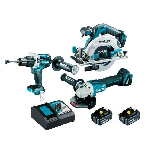 Makita Ensemble de 3 machines 18 V Li-Ion 5 Ah (DHP481 + DGA506 + DHS680) Makita DLX3095PTJ