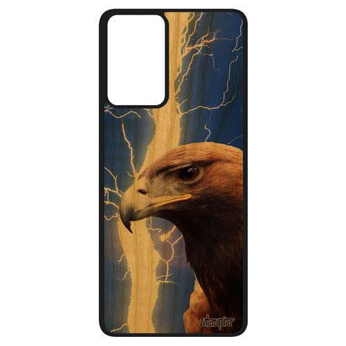 Coque Aigle Samsung A52 En Bois Silicone Animaux Animal Foudre Smartphone Telephone Bleu Caoutchouc Design Noir Orage Rapace Galaxy