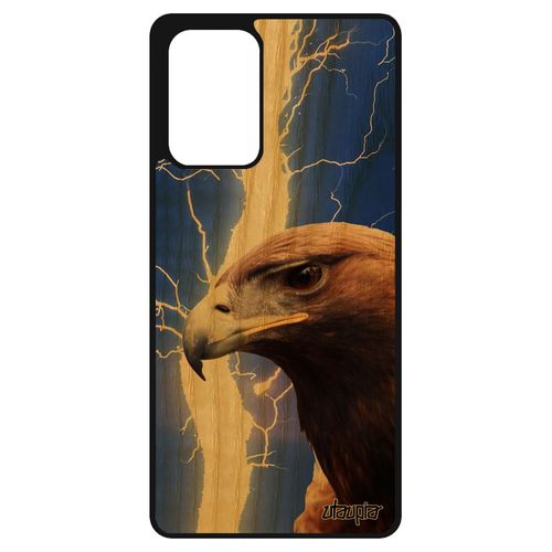 Coque Pour Samsung Galaxy A72 Bois Silicone Aigle Caoutchouc Animal Portable Bleu Oiseau Eclair Design Animaux Housse Foudre Rigide